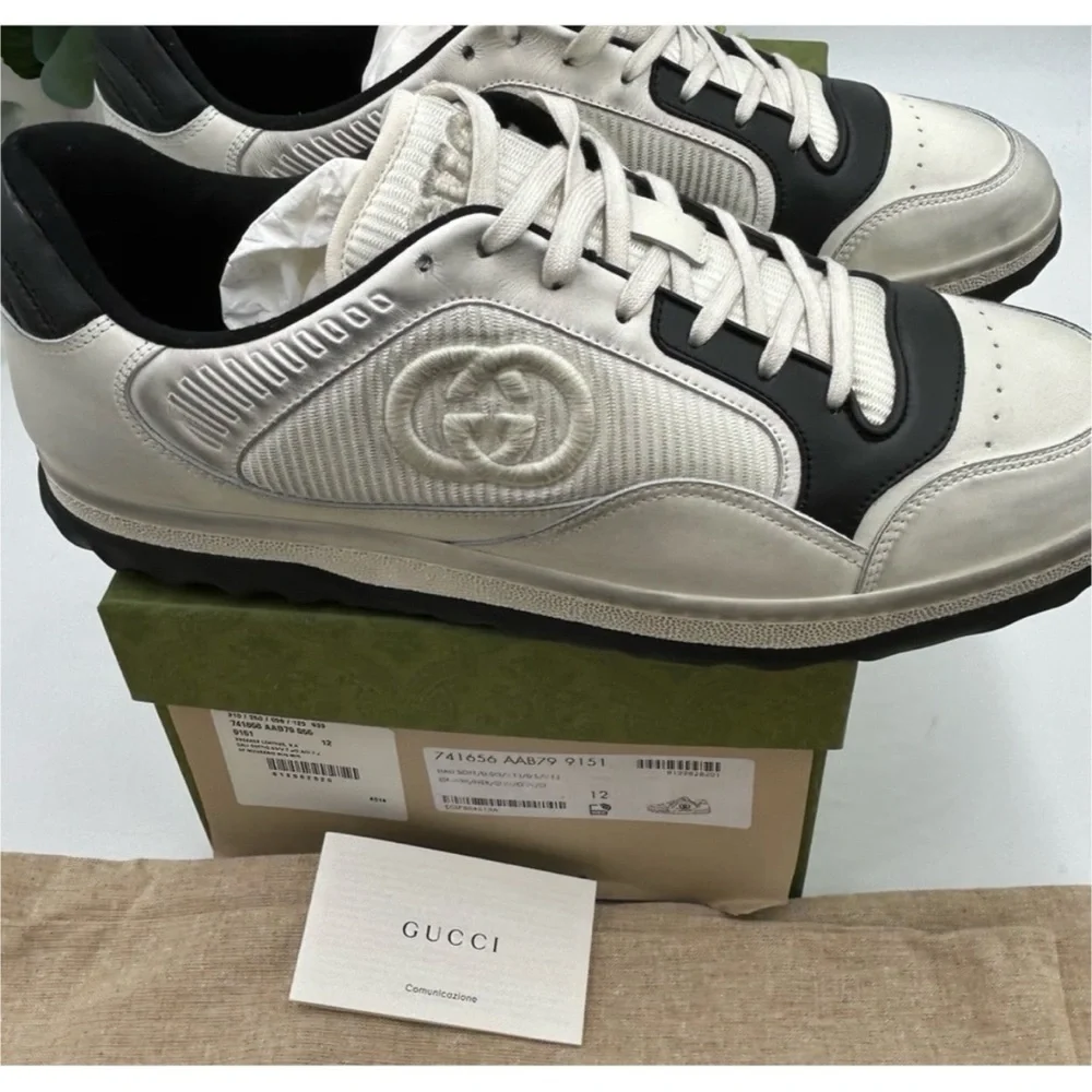 Gucci Mac 80 distressed leather sneakers size 12 made in Italy